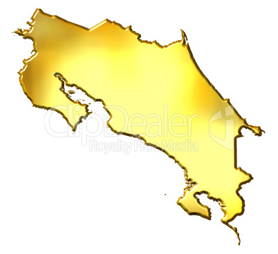 Costa Rica 3d Golden Map