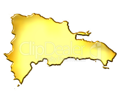 Dominican Republic 3d Golden Map