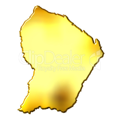 French Guiana 3d Golden Map