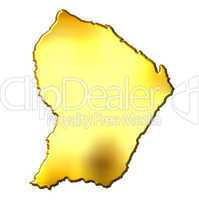 French Guiana 3d Golden Map