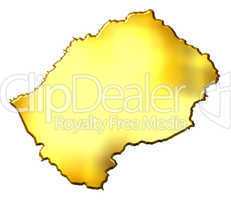 Lesotho 3d Golden Map