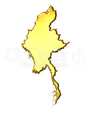 Myanmar 3d Golden Map