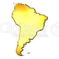 South America 3d Golden Map