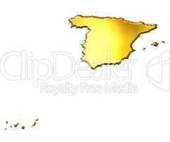 Spain 3d Golden Map