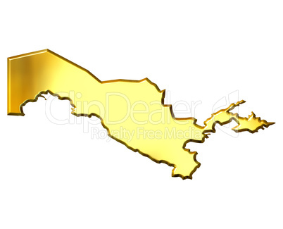 Uzbekistan 3d Golden Map