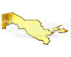 Uzbekistan 3d Golden Map