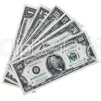 Stack of paper dollars isolated on a white