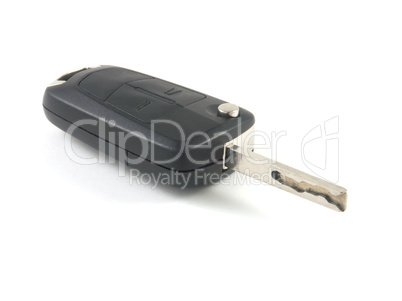 Black car keys with the immobilizer and two buttons isolated on