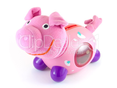 Pink pig isolated on white