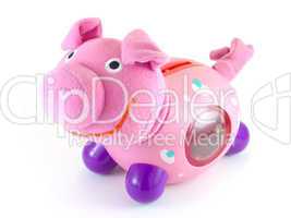 Pink pig isolated on white