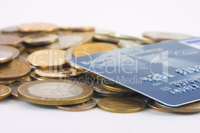 Metal coins and credit card
