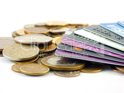 Metal coins and credit cards