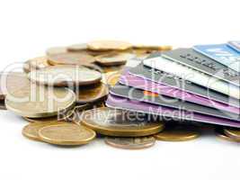 Metal coins and credit cards