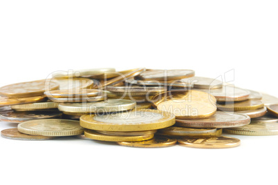 Metal coins isolated on white