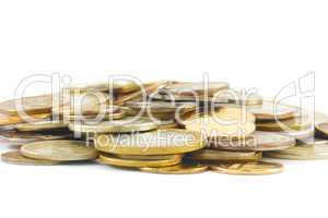 Metal coins isolated on white