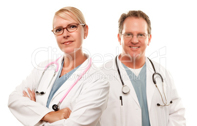 Smiling Male and Female Doctors or Nurses