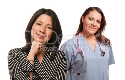 Hispanic Woman with Female Doctor or Nurse