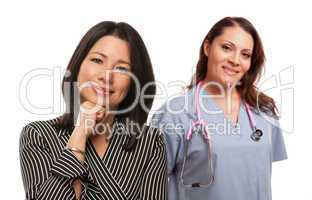 Hispanic Woman with Female Doctor or Nurse