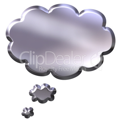 3D Silver Thought Bubble