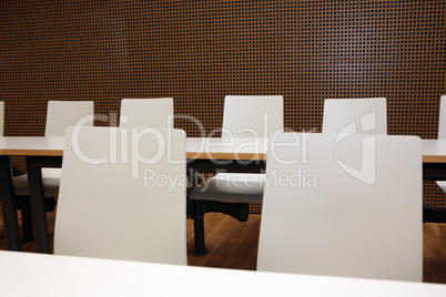 Boardroom with white seats