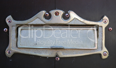 Nameplate on wooden door