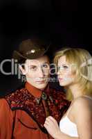 Cowboy and blond girl couple