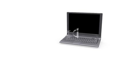 Laptop spinning and opening - closing - White Background - Loopable