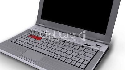 Laptop with www keys flashing - White Background - Technology - Computers