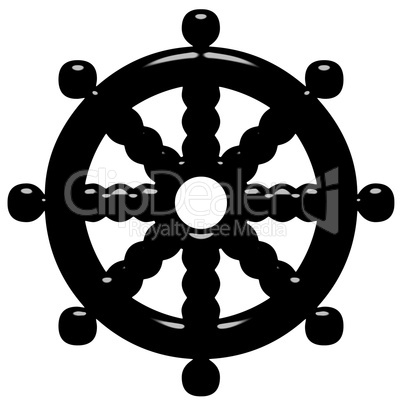 3D Buddhism Symbol Wheel of Dharma