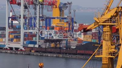 Odessa sea trading port activity timelapse (Full HD)