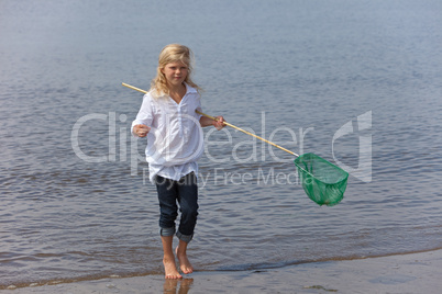 Young girl with fishing net