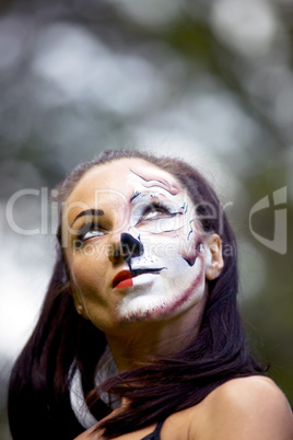 woman with tigress face art