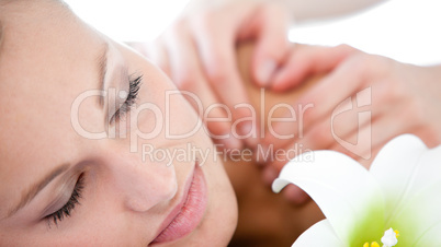 Portrait of a caucasian woman having a massage