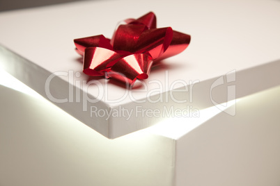 Red Bow Gift Box Lid Showing Very Bright Contents