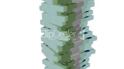 Euro banknote money tower on white background - Finance - Wealth