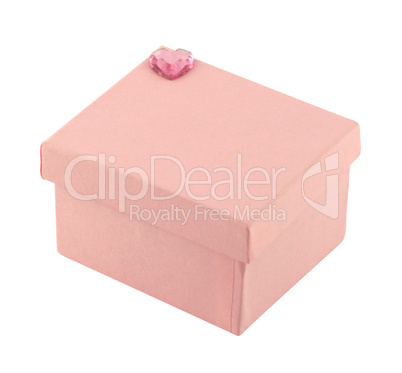 Pink gift box with diamond heart