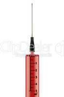 Syringe with blood