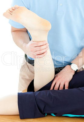 Man doing fitness exercises with a woman