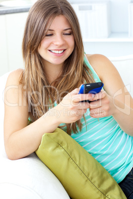 Sweet girl using mobile phone