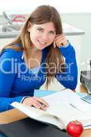 Young attrative girl studying