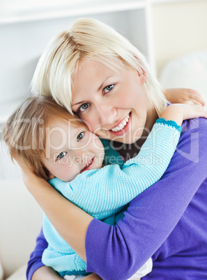 Young girl lying on sofa