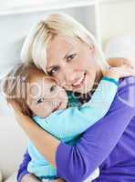 Young girl lying on sofa