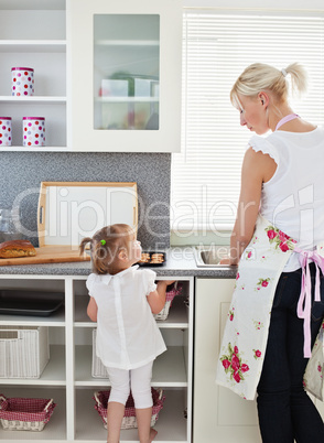 Young girl eating cookie