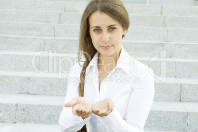 Young woman gesturing