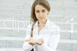 Young woman gesturing