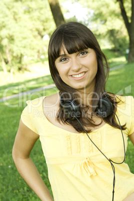 Young woman listening to music