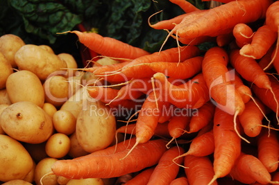 potatoes, carrots and swiss chard