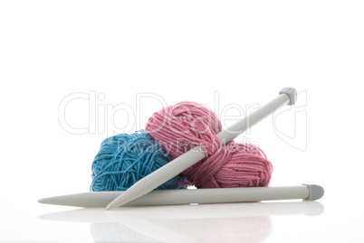 Blue and pink  knitting wool