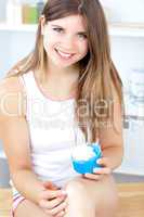 Nice girl using cream