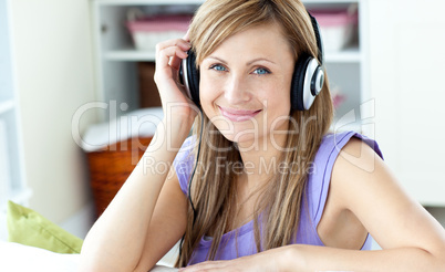 Kind woman listening to music